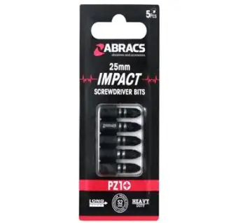 Abracs 25mm Impact Screwdriver Bit PZ1 Pack of 5