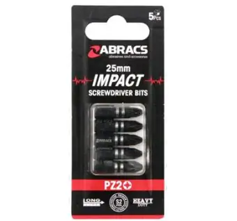 Abracs 25mm Impact Screwdriver Bit PZ2 Pack of 5