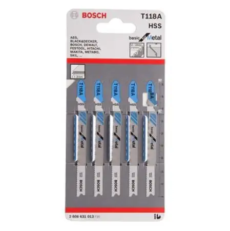 Click Here To Enlarge This Photo Of Bosch T118A Metal Jigsaw Blades Pack of 5
