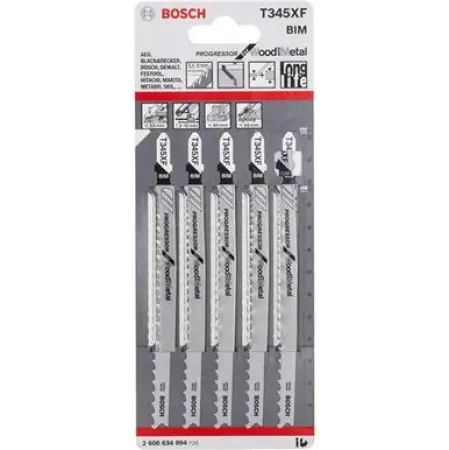 Click Here To Enlarge This Photo Of Bosch T345XF Progressor Jigsaw Blades Pack of 5