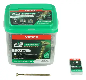 TIMCO C2 Strong-Fix Pozi Double Countersunk Twin-Cut Wood Screws + 3 pz2 impact driver bits