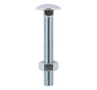 M10 Carriage / Coach / Cup Square Bolts, c/w Hexagon Nut Zinc Plated, DIN 603/555